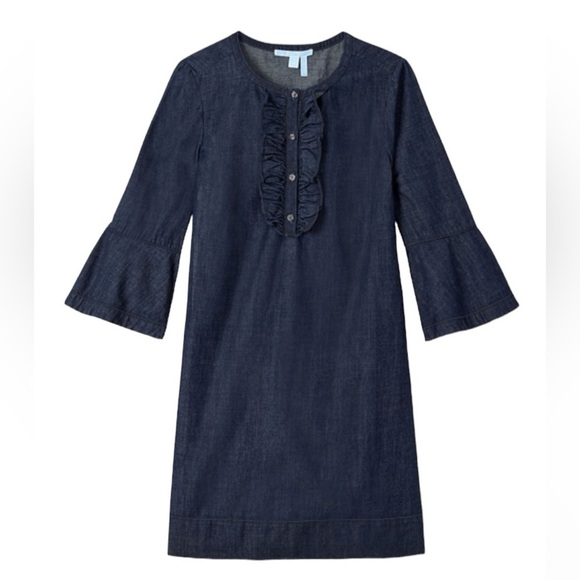 Draper James Chambray Ruffle Shift Dress, size 4, good used condition - Picture 2 of 9